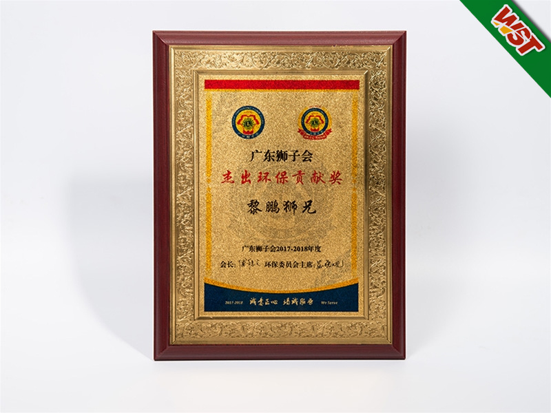 杰出環(huán)保貢獻獎證書